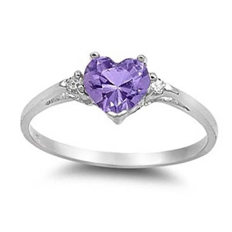 Huitan Mood Ring with Lovely Heart Design Brilliant CZ Prong Setting Silver Plated Best Christmas New Year Gift Rings for Women