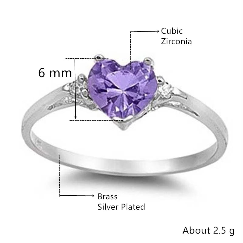 Huitan Mood Ring with Lovely Heart Design Brilliant CZ Prong Setting Silver Plated Best Christmas New Year Gift Rings for Women