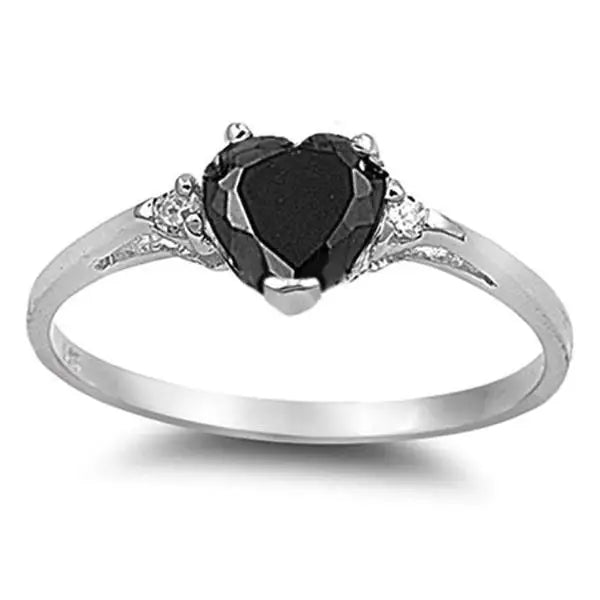 Huitan Mood Ring with Lovely Heart Design Brilliant CZ Prong Setting Silver Plated Best Christmas New Year Gift Rings for Women