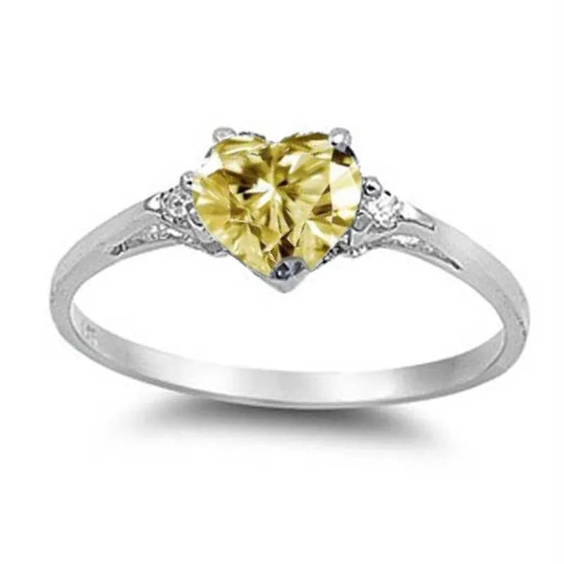 Huitan Mood Ring with Lovely Heart Design Brilliant CZ Prong Setting Silver Plated Best Christmas New Year Gift Rings for Women