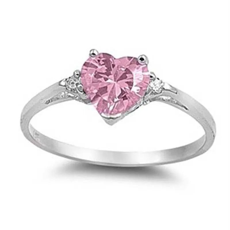 Huitan Mood Ring with Lovely Heart Design Brilliant CZ Prong Setting Silver Plated Best Christmas New Year Gift Rings for Women