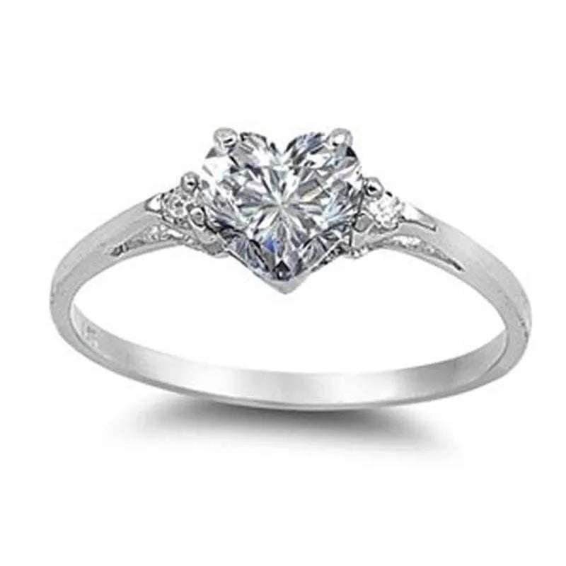 Huitan Mood Ring with Lovely Heart Design Brilliant CZ Prong Setting Silver Plated Best Christmas New Year Gift Rings for Women