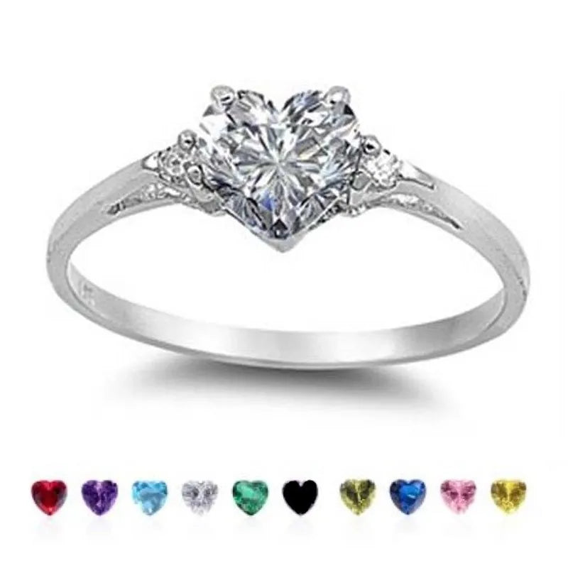 Huitan Mood Ring with Lovely Heart Design Brilliant CZ Prong Setting Silver Plated Best Christmas New Year Gift Rings for Women