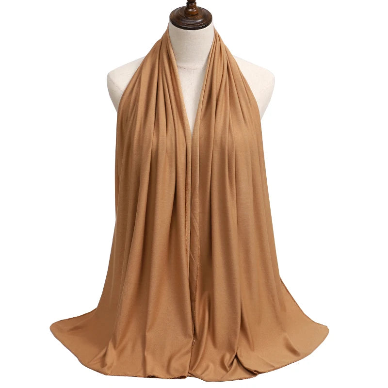 New Jersey Womens Muslim Ramadan Fashion Modal Cotton Jersey Hijab Womens High Quality Solid Color Soft Hijab Long African Scarf