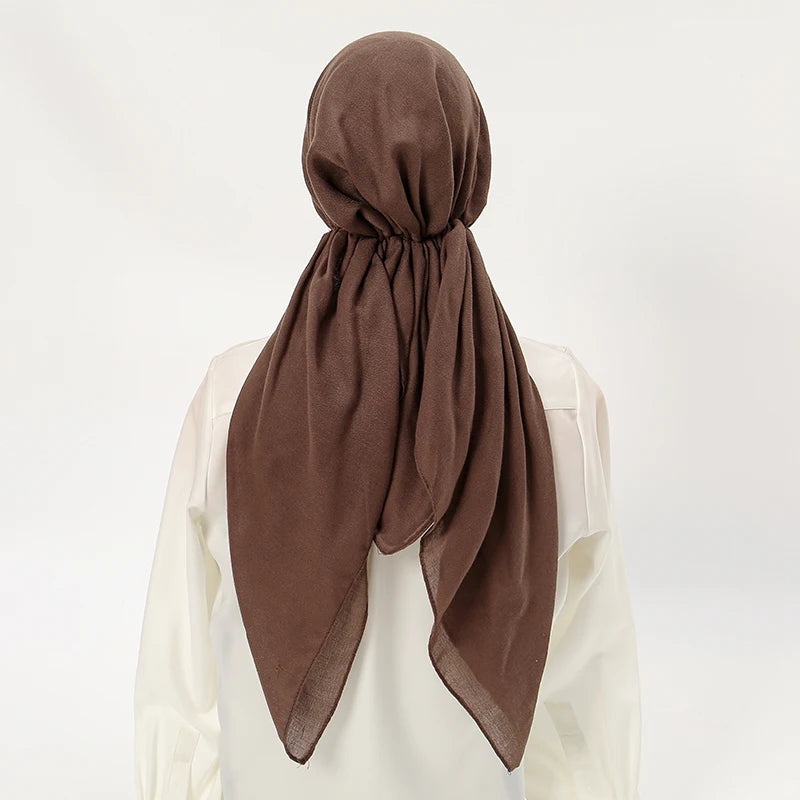 Bonnets de hijab musulmans de couleur unie pour femmes, design innovant, long, en coton et lin doux, élastique, écharpe de tête, mouchoir féminin
