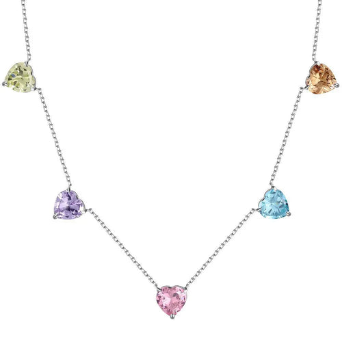 5 colliers ras-de-cou avec pendentif cœur en pierre de naissance colorée pastel pour femme