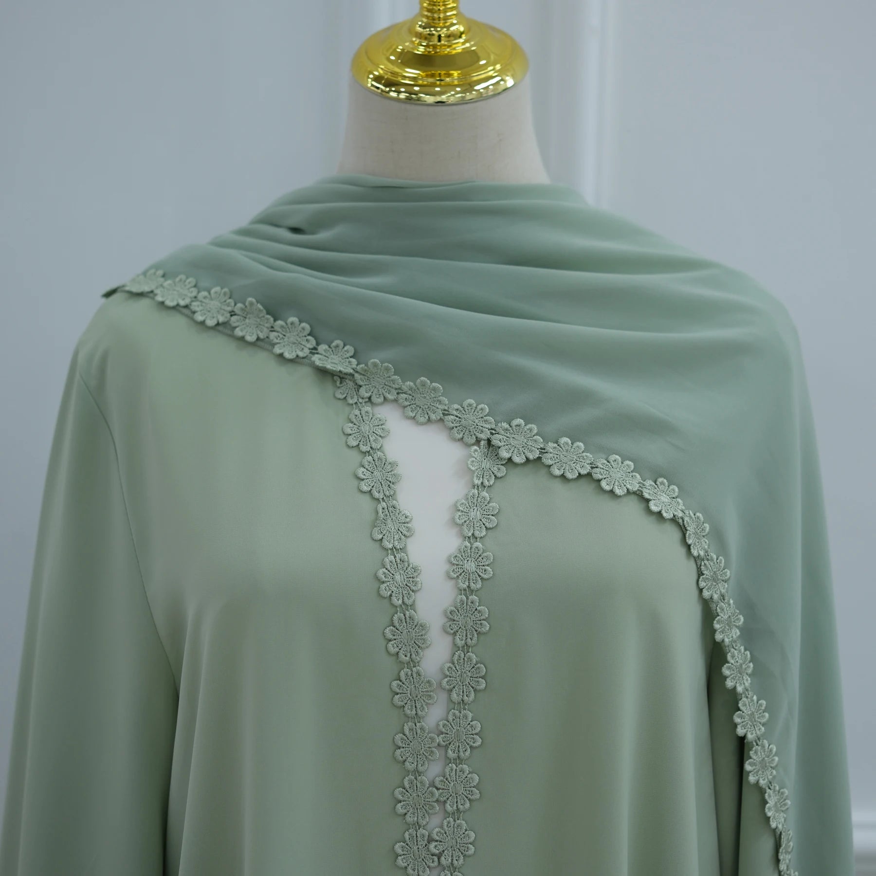 New Abaya 2026 Nida Fabric Lace Flower Abaya Islamic Clothing Women Open Abaya Muslim Women Cardigan with Hijab