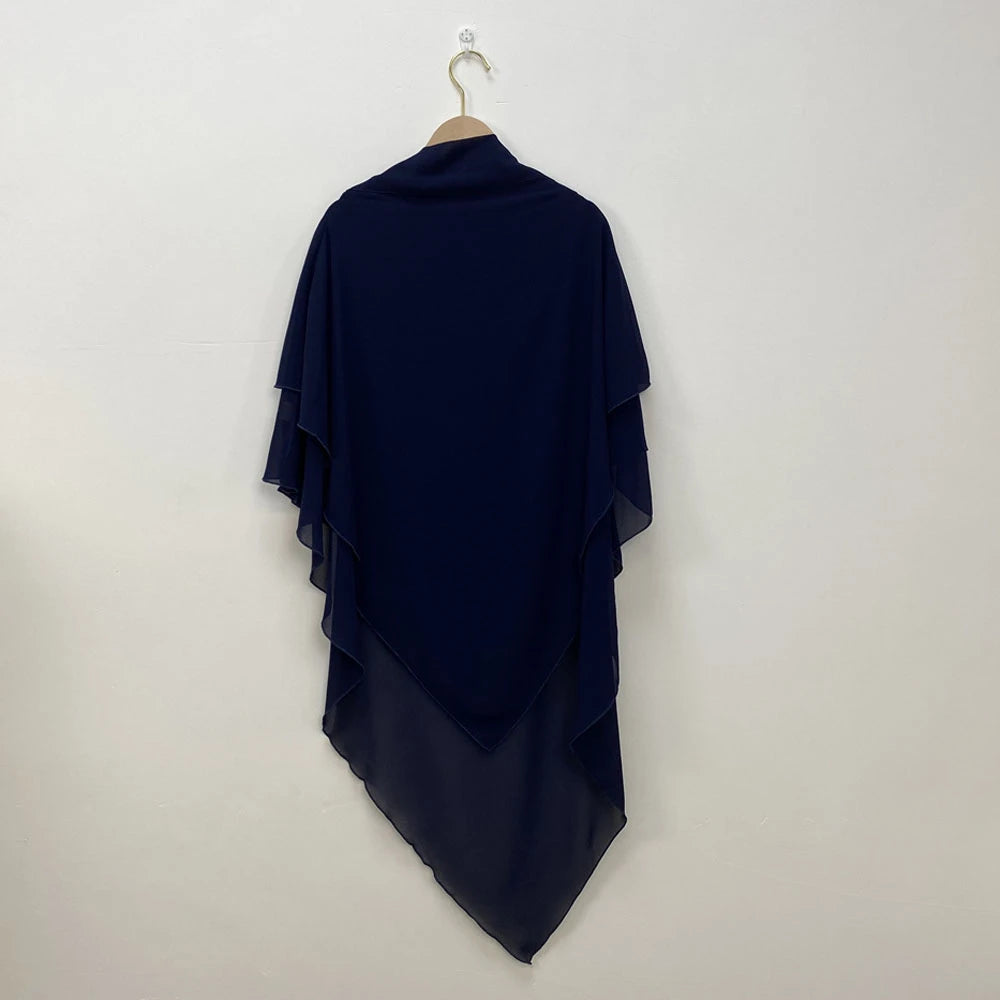 Muslim Women Khimar Two Layer Chiffon Hijab Islamic Headscarf Eid Amira Ramadan Prayer Garment Headdress Turkish Shawl Wrap Tops