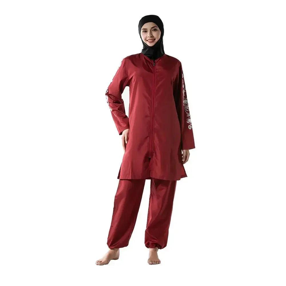 Muslim Women Hijab Swimwear Modest Islam Bathing Suit Swimsuit Burkini Femme Musulmane Maillot De Bain Borkini Conservative 3PCS