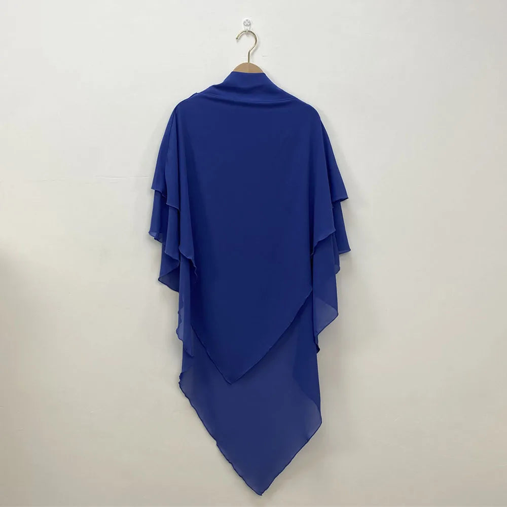 Muslim Women Khimar Two Layer Chiffon Hijab Islamic Headscarf Eid Amira Ramadan Prayer Garment Headdress Turkish Shawl Wrap Tops