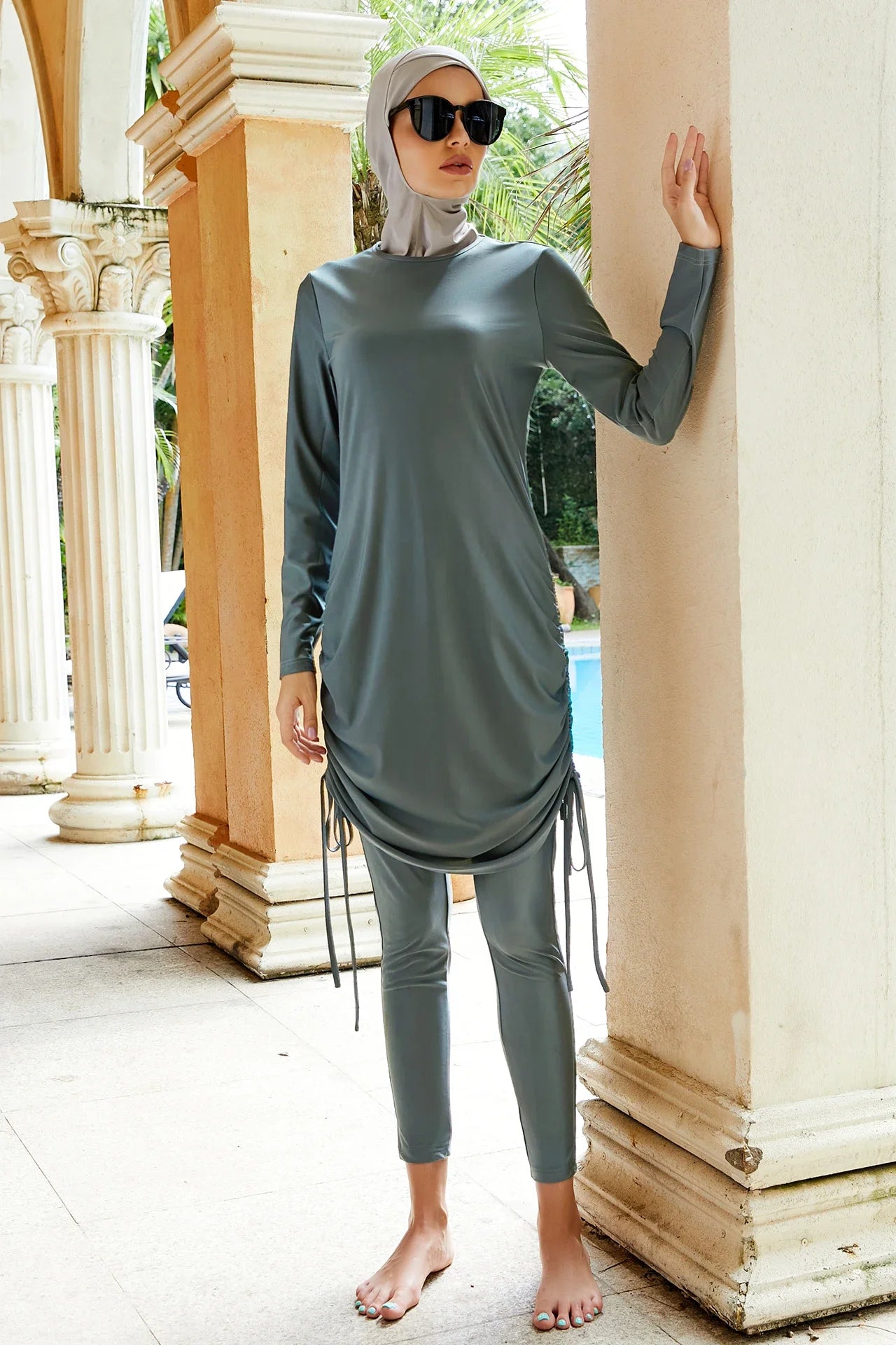 Conservative Muslim Swimwear Women 3PCS Hijab Top Pant Swimsuit Full Cover Burkini Modest Bathing Suit Beachwear Maillot De Bain