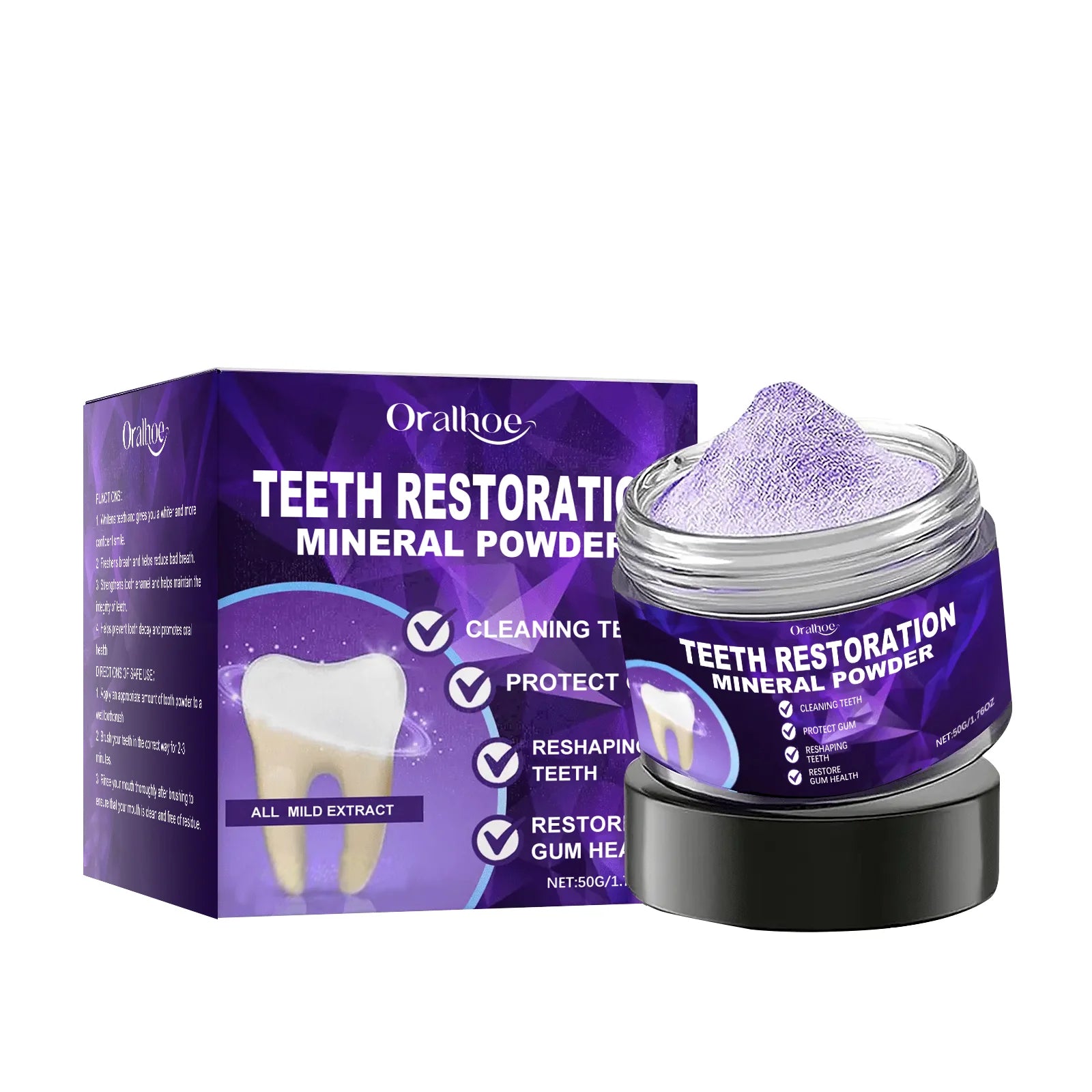 Tooth Powder Remineralizing Natural Teeth Whitening Breath Freshener Refresh Mint Flavor Enamel Repair Deep Cleaning Oral Care