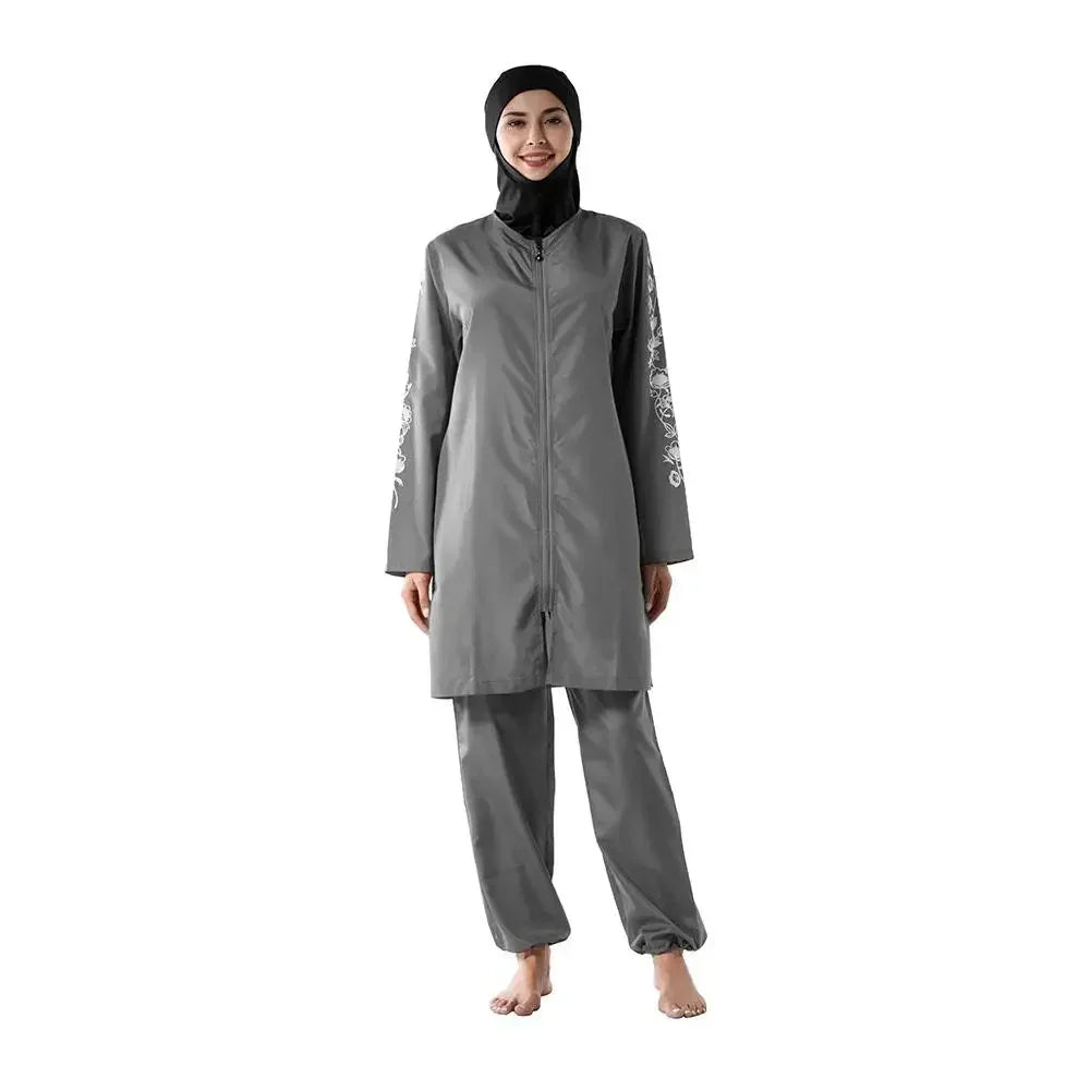 Muslim Women Hijab Swimwear Modest Islam Bathing Suit Swimsuit Burkini Femme Musulmane Maillot De Bain Borkini Conservative 3PCS