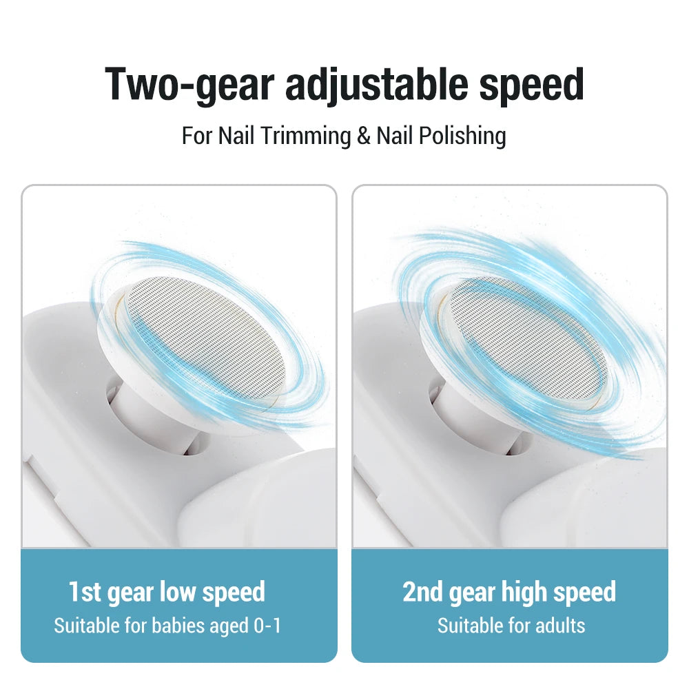 3-in-1 Nail Clipper Electric Automatic Trimmer Grinding Polishing Manicure Fingernails Toe Nail Tool 2 Grears Clipper with Light