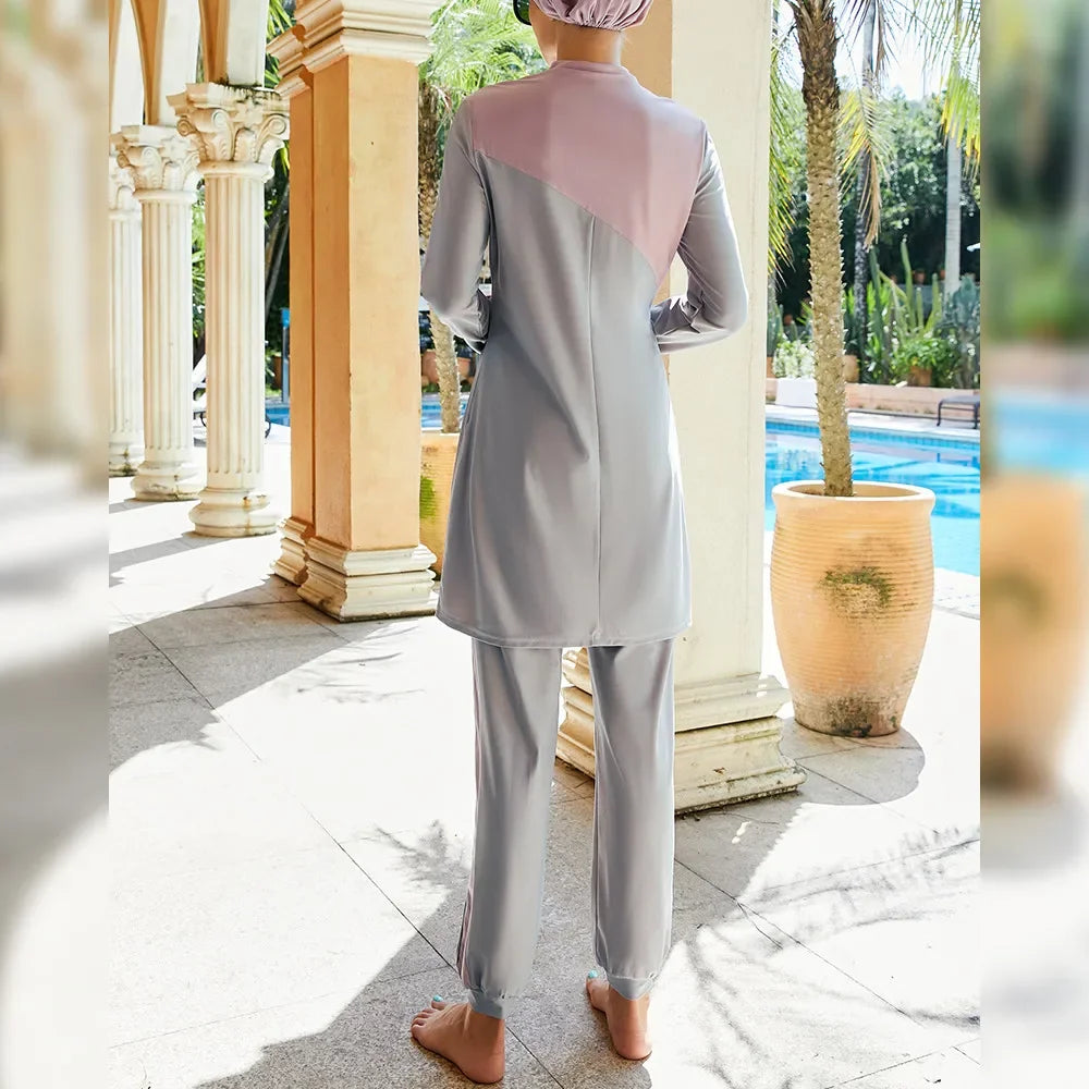 Burkini Muslim Modest Swimwear Women Tops Pants Swimsuit Islamic Full Cover Bathing Suit Beachwear Conservative Maillot De Bain