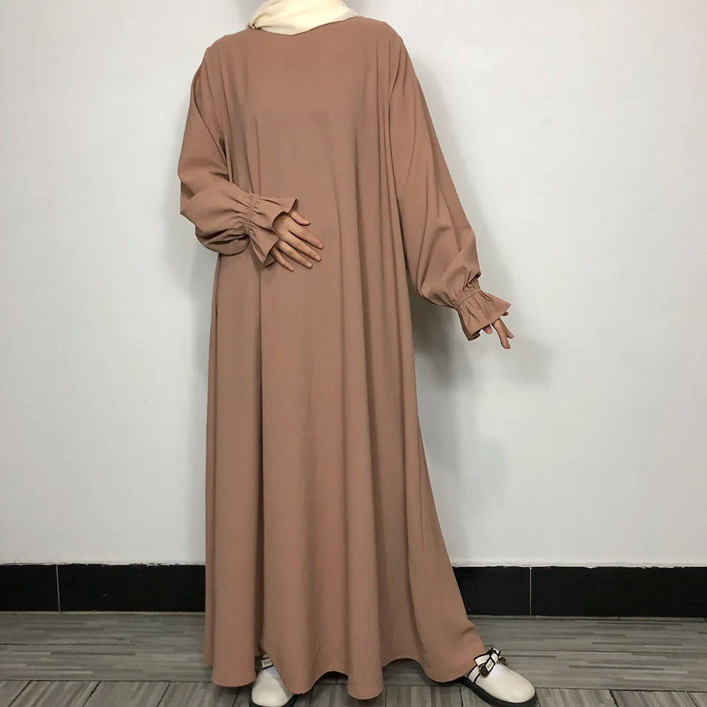 New Modest Abaya Ruffle Sleeve High Quality Nida With Pockets Free Belt EID Ramadan Islamic Clothing Muslim Women Maxi Dress