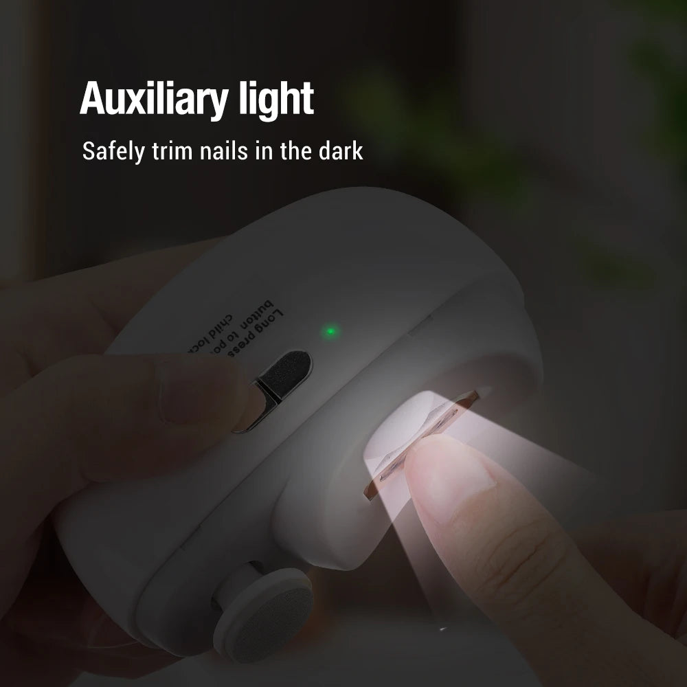 3-in-1 Nail Clipper Electric Automatic Trimmer Grinding Polishing Manicure Fingernails Toe Nail Tool 2 Grears Clipper with Light
