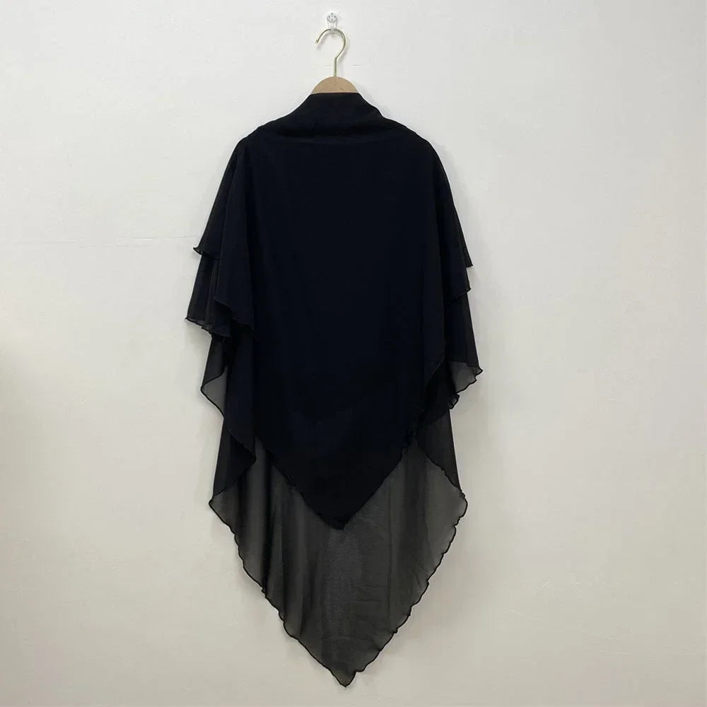 Muslim Women Khimar Two Layer Chiffon Hijab Islamic Headscarf Eid Amira Ramadan Prayer Garment Headdress Turkish Shawl Wrap Tops