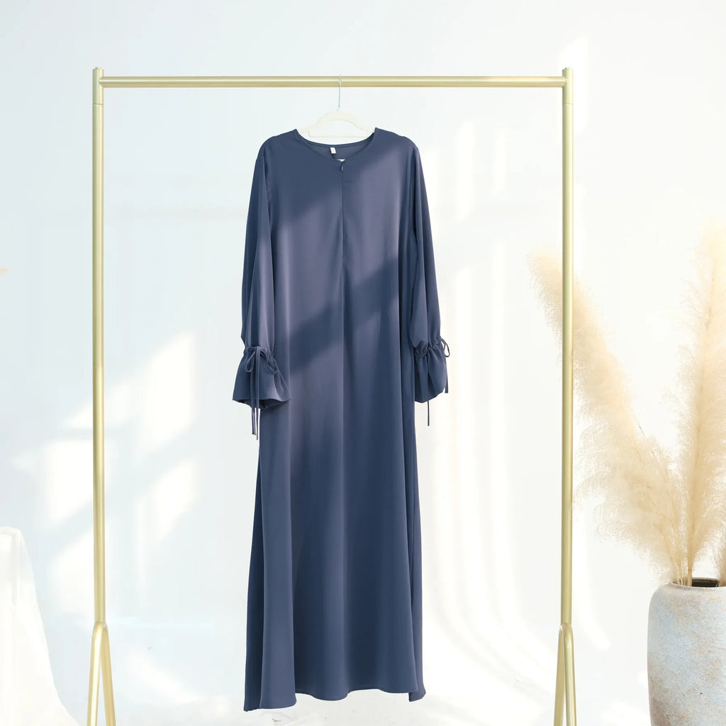 Ramadan Eid Plain Black Abaya Dubai Women drawstring Islam Muslim Maxi Kaftan Dress Kebaya Caftan Marocain Robe Femme Musulmane
