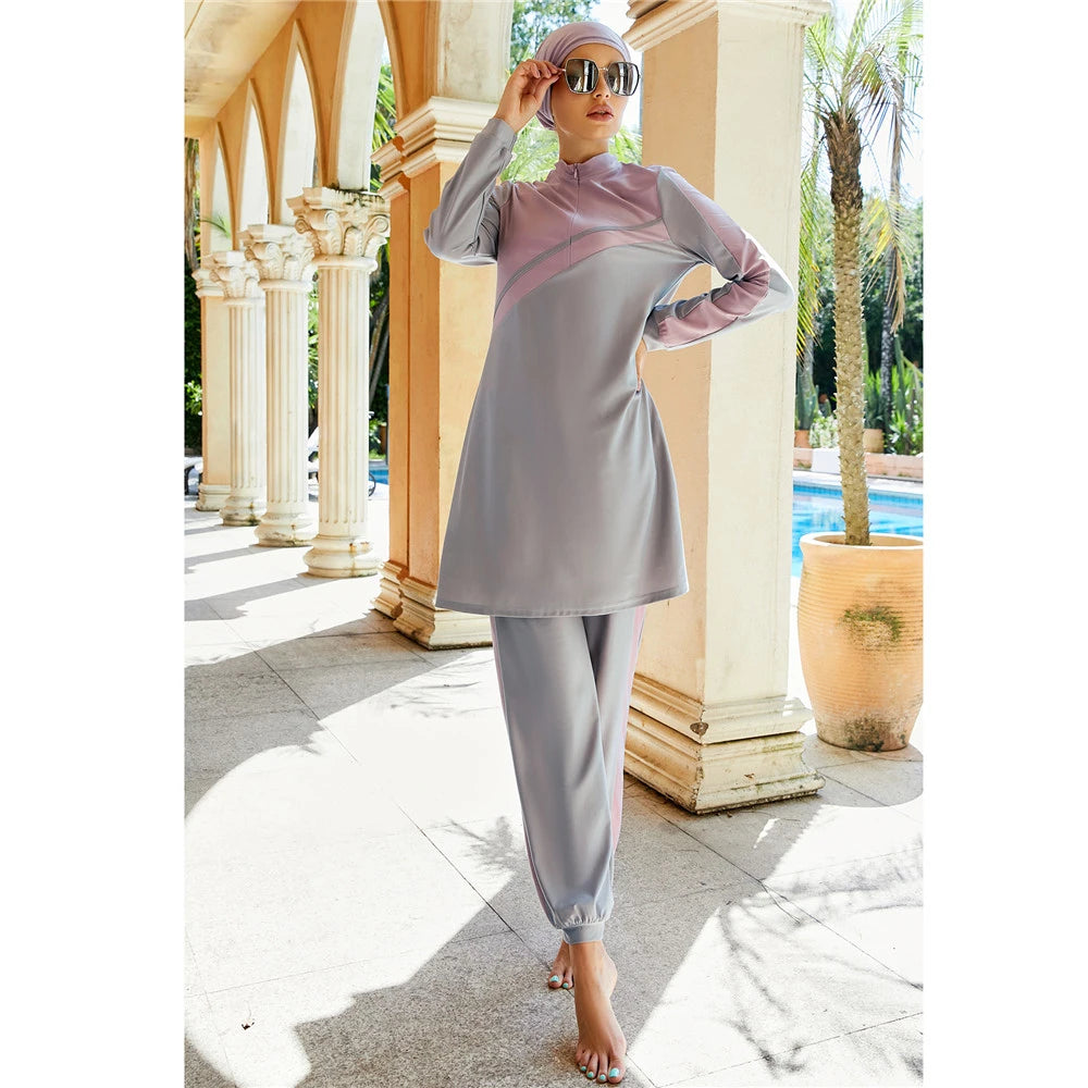 Burkini Muslim Modest Swimwear Women Tops Pants Swimsuit Islamic Full Cover Bathing Suit Beachwear Conservative Maillot De Bain