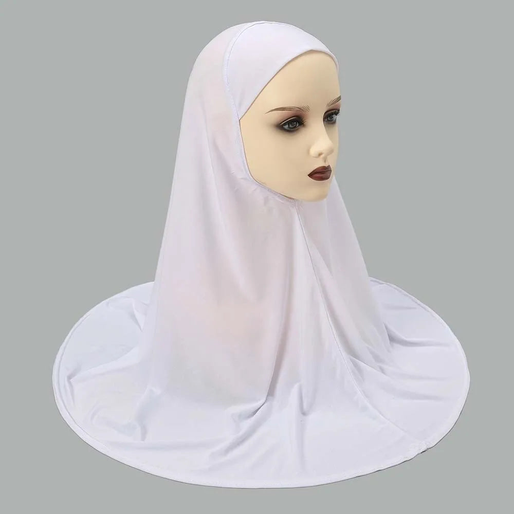 Breathable Jersey Solid Color Instant Hijab Four-Way Stretch Full Coverage Women Khimar Skin-Friendly Anti-Slip Design
