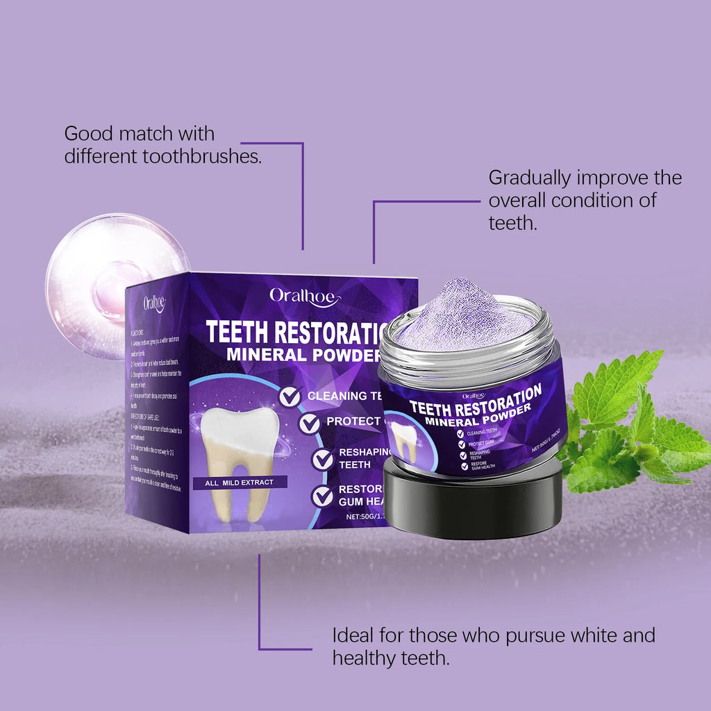 Tooth Powder Remineralizing Natural Teeth Whitening Breath Freshener Refresh Mint Flavor Enamel Repair Deep Cleaning Oral Care