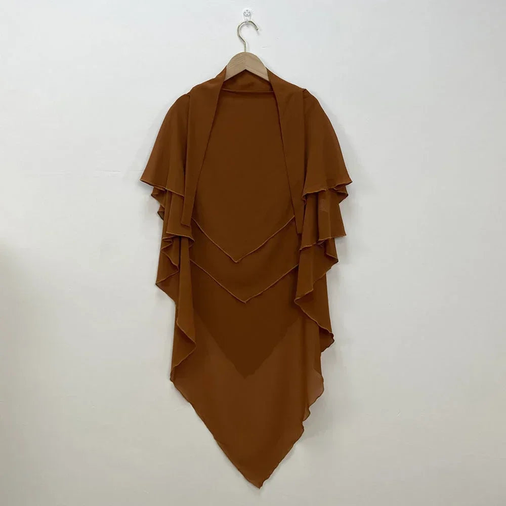 Muslim Women Khimar Two Layer Chiffon Hijab Islamic Headscarf Eid Amira Ramadan Prayer Garment Headdress Turkish Shawl Wrap Tops