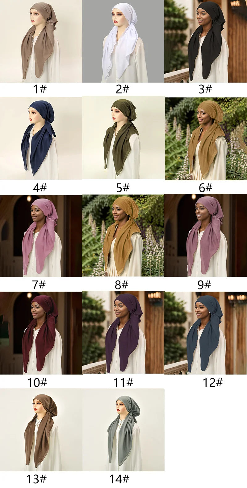 Women Plain Cotton Inner Hijab Headscarf Ramadan Hat Two Tails Muslim Rhinestone Instant Hijab Soft Cotton Solid Color Turban