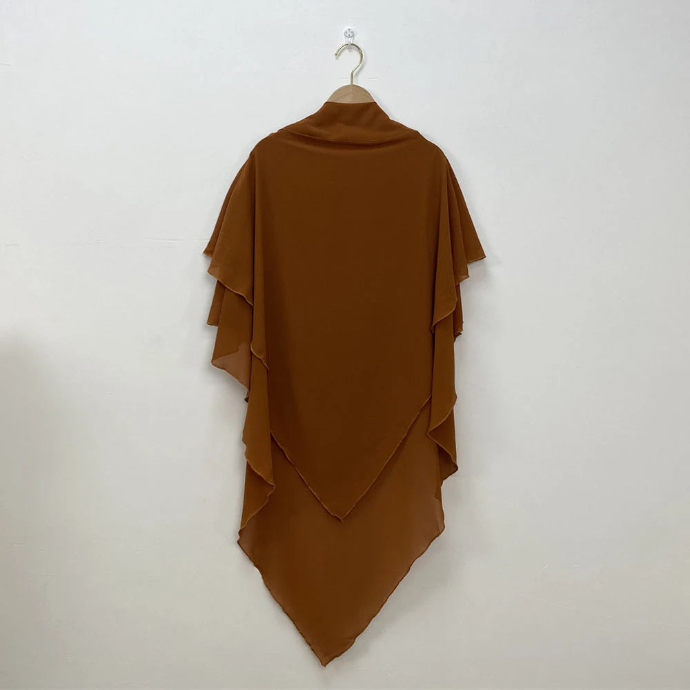 Muslim Women Khimar Two Layer Chiffon Hijab Islamic Headscarf Eid Amira Ramadan Prayer Garment Headdress Turkish Shawl Wrap Tops
