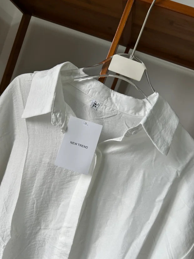 Women Linen Shirt Casual Loose Long Sleeve Thin Summer Top Pure Color Turn Down Collar French Style Sunscreen Clothing