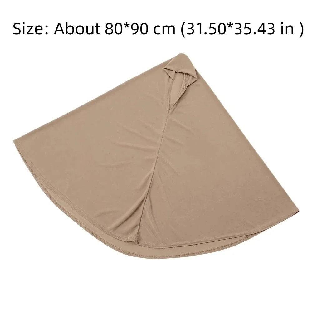 Breathable Jersey Solid Color Instant Hijab Four-Way Stretch Full Coverage Women Khimar Skin-Friendly Anti-Slip Design
