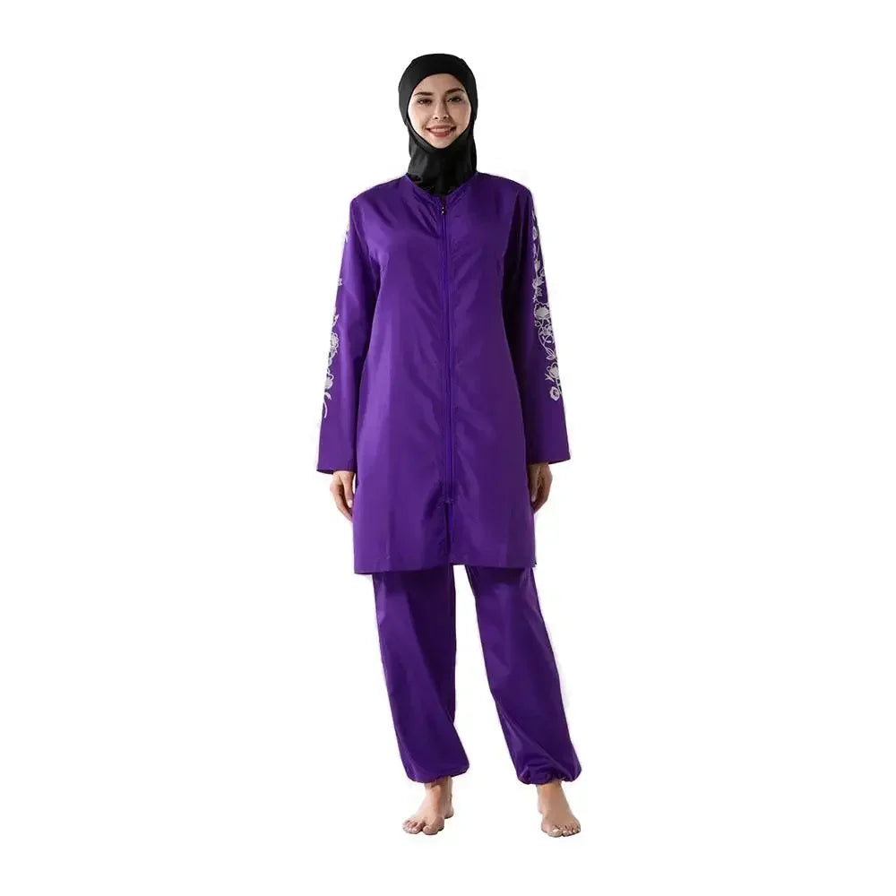 Muslim Women Hijab Swimwear Modest Islam Bathing Suit Swimsuit Burkini Femme Musulmane Maillot De Bain Borkini Conservative 3PCS