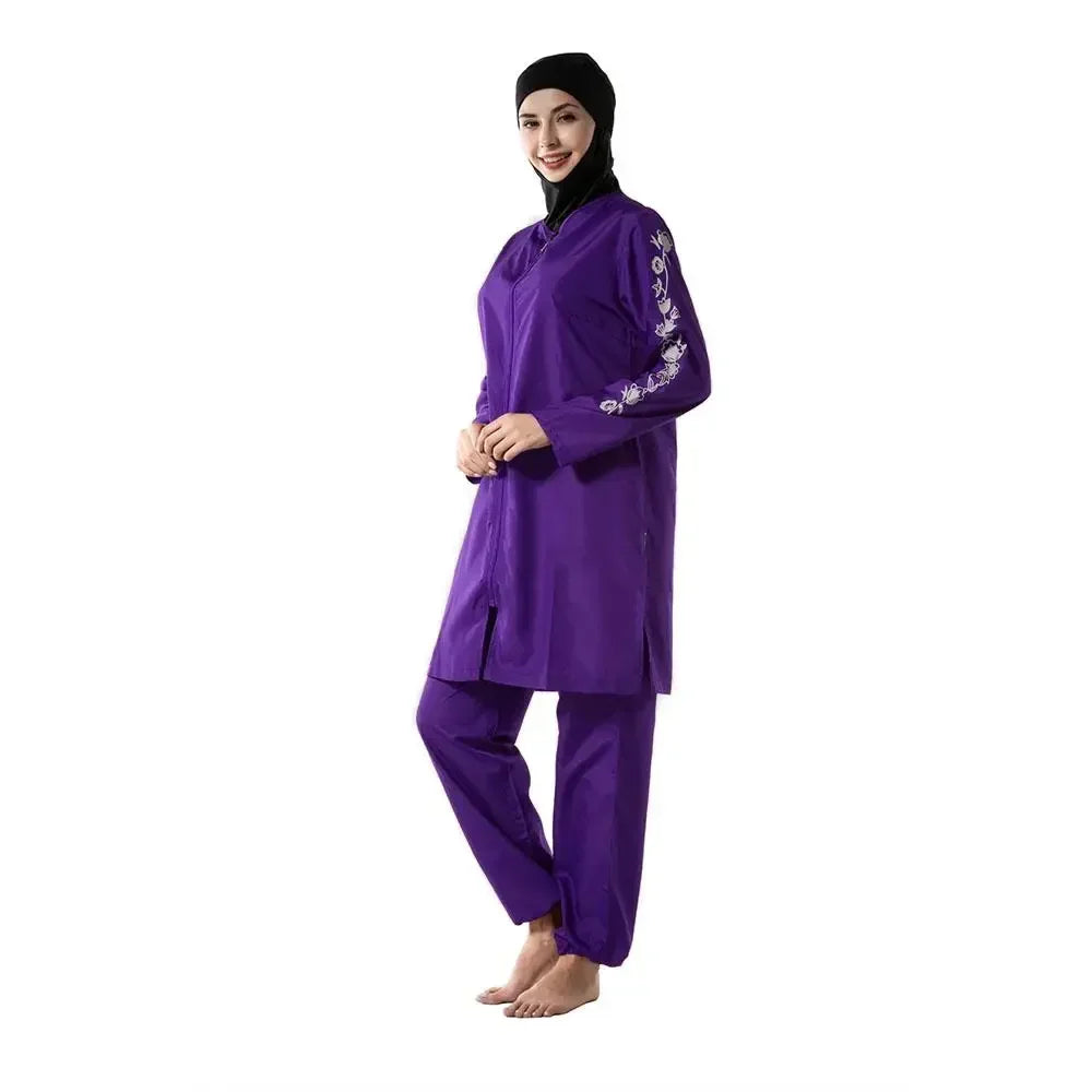 Muslim Women Hijab Swimwear Modest Islam Bathing Suit Swimsuit Burkini Femme Musulmane Maillot De Bain Borkini Conservative 3PCS