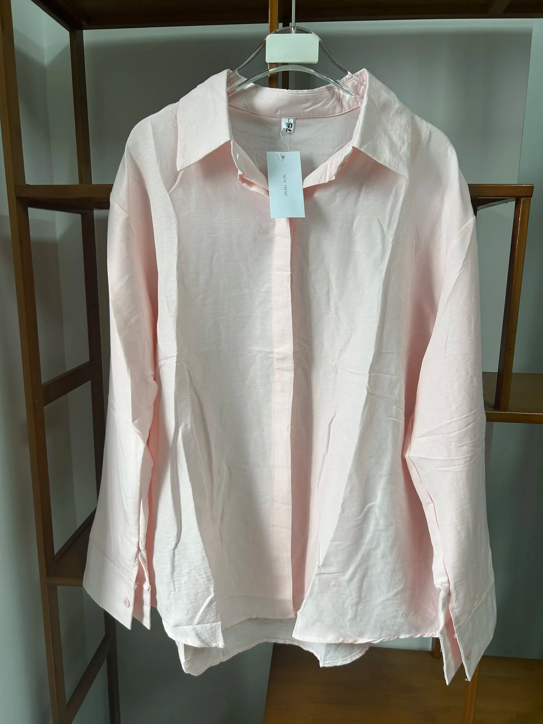 Women Linen Shirt Casual Loose Long Sleeve Thin Summer Top Pure Color Turn Down Collar French Style Sunscreen Clothing