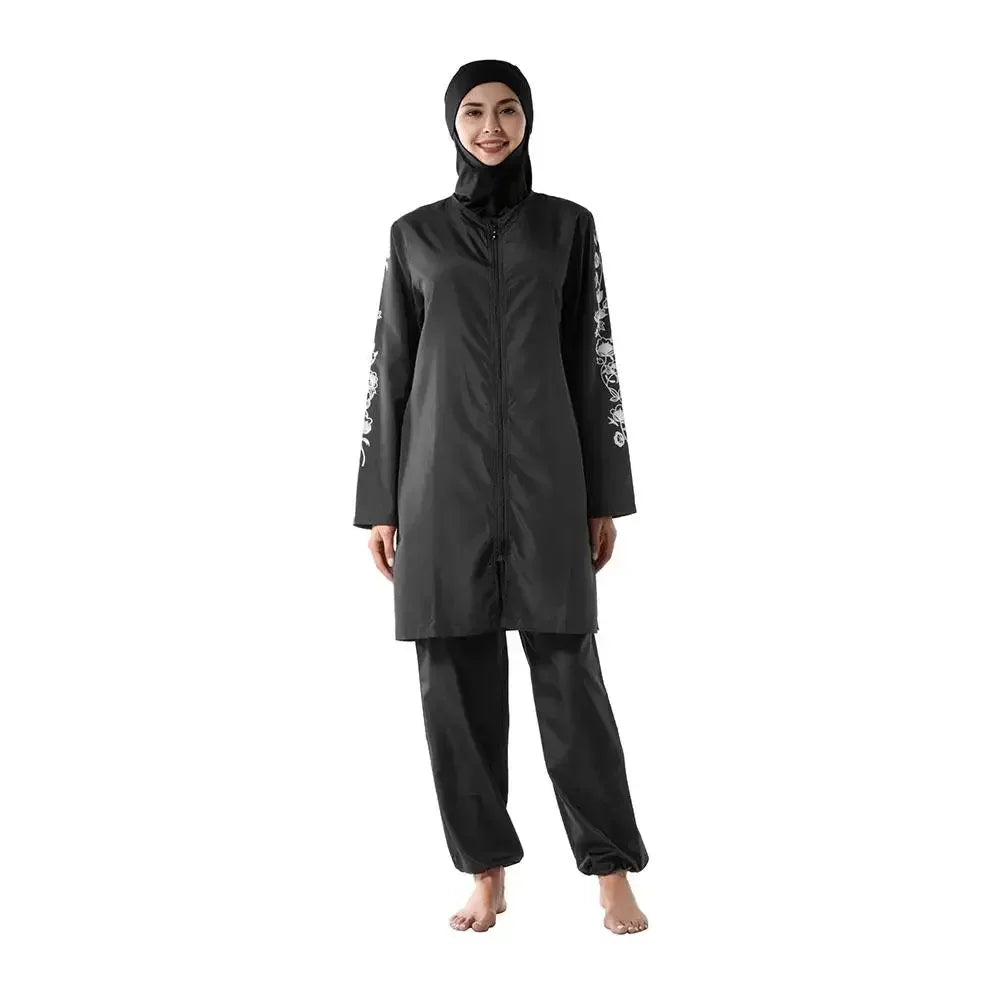 Muslim Women Hijab Swimwear Modest Islam Bathing Suit Swimsuit Burkini Femme Musulmane Maillot De Bain Borkini Conservative 3PCS