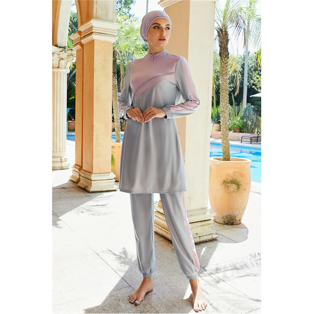 Burkini Muslim Modest Swimwear Women Tops Pants Swimsuit Islamic Full Cover Bathing Suit Beachwear Conservative Maillot De Bain