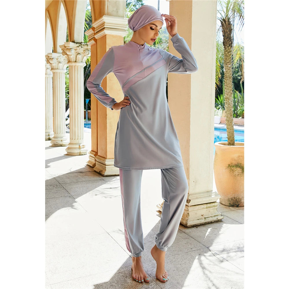 Burkini Muslim Modest Swimwear Women Tops Pants Swimsuit Islamic Full Cover Bathing Suit Beachwear Conservative Maillot De Bain