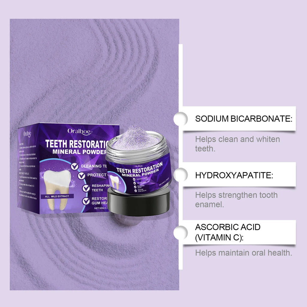 Tooth Powder Remineralizing Natural Teeth Whitening Breath Freshener Refresh Mint Flavor Enamel Repair Deep Cleaning Oral Care