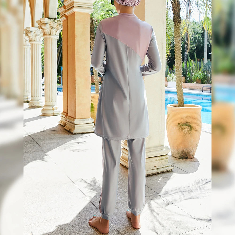 Burkini Muslim Modest Swimwear Women Tops Pants Swimsuit Islamic Full Cover Bathing Suit Beachwear Conservative Maillot De Bain