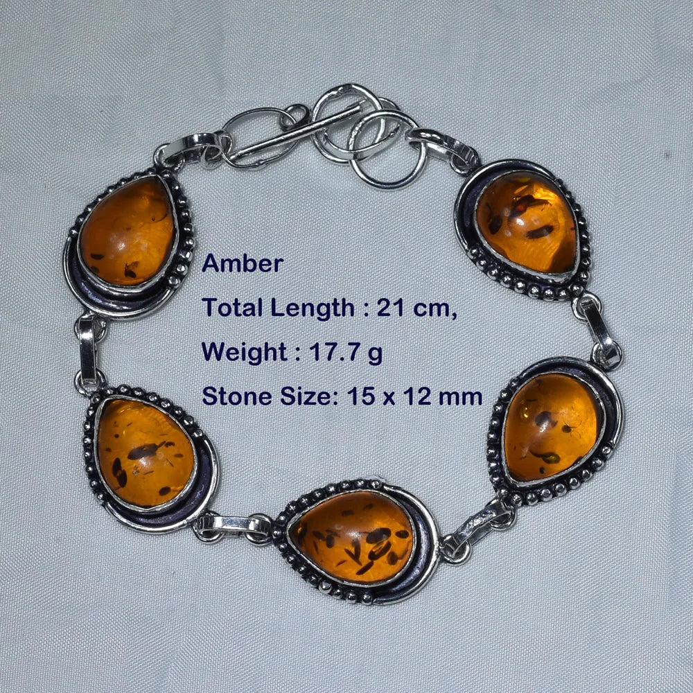 Genuine Labradorite Fuchsite Blue Topaz Sodalite Amber Amethyst Dalmatian  Bracelet Women Jewelry  gift
