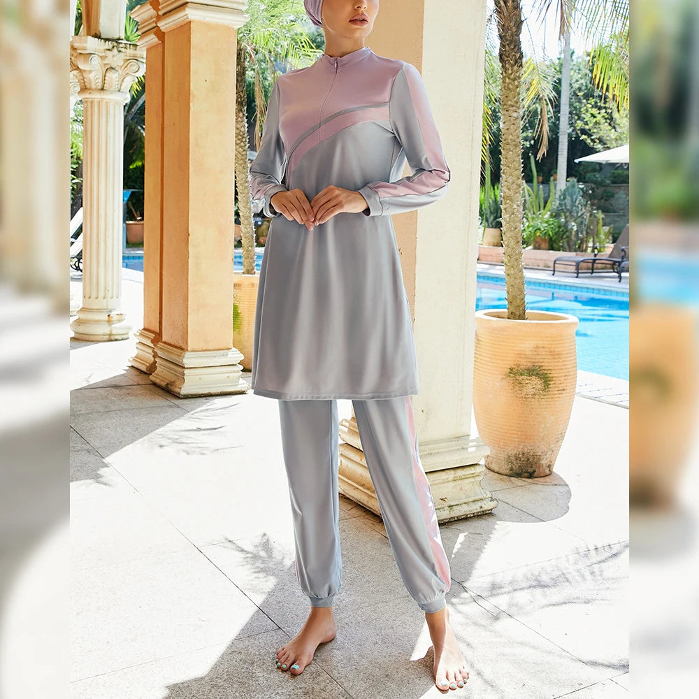 Burkini Muslim Modest Swimwear Women Tops Pants Swimsuit Islamic Full Cover Bathing Suit Beachwear Conservative Maillot De Bain