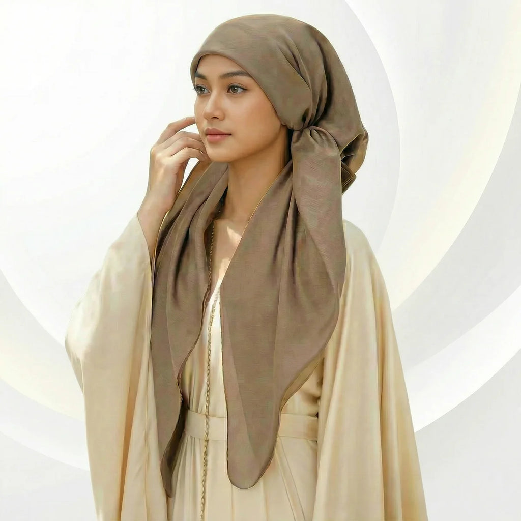 Women Plain Cotton Inner Hijab Headscarf Ramadan Hat Two Tails Muslim Rhinestone Instant Hijab Soft Cotton Solid Color Turban