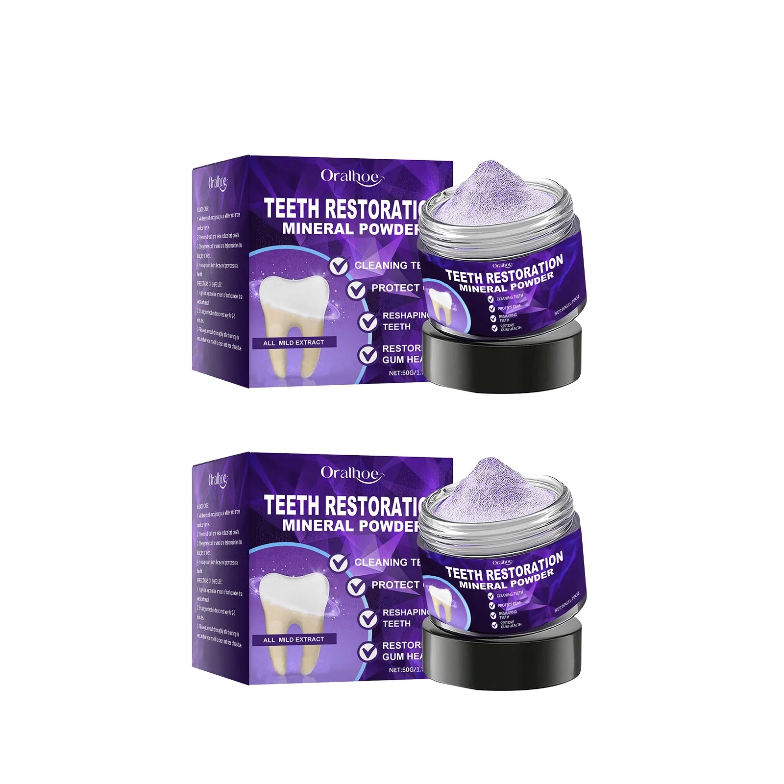 Tooth Powder Remineralizing Natural Teeth Whitening Breath Freshener Refresh Mint Flavor Enamel Repair Deep Cleaning Oral Care