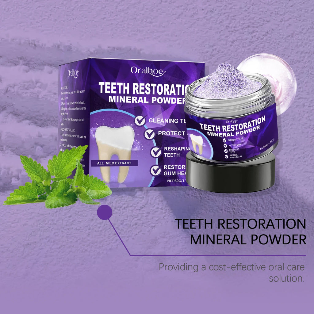 Tooth Powder Remineralizing Natural Teeth Whitening Breath Freshener Refresh Mint Flavor Enamel Repair Deep Cleaning Oral Care