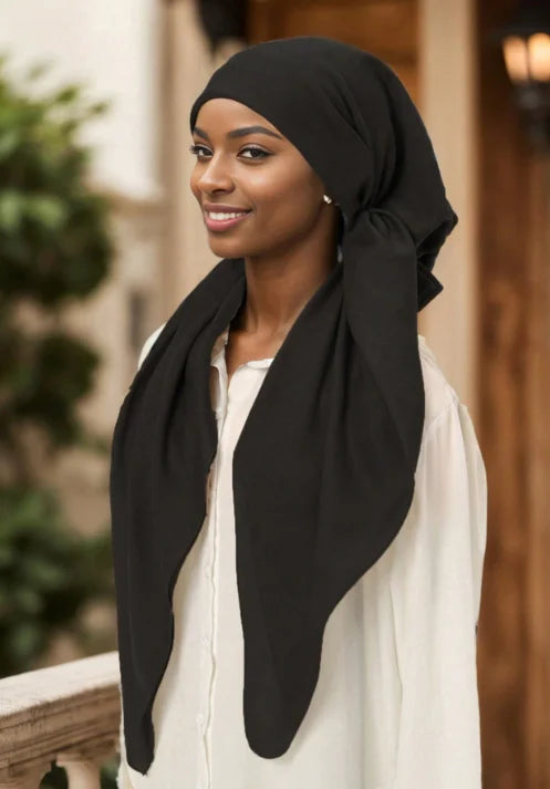 Women Plain Cotton Inner Hijab Headscarf Ramadan Hat Two Tails Muslim Rhinestone Instant Hijab Soft Cotton Solid Color Turban