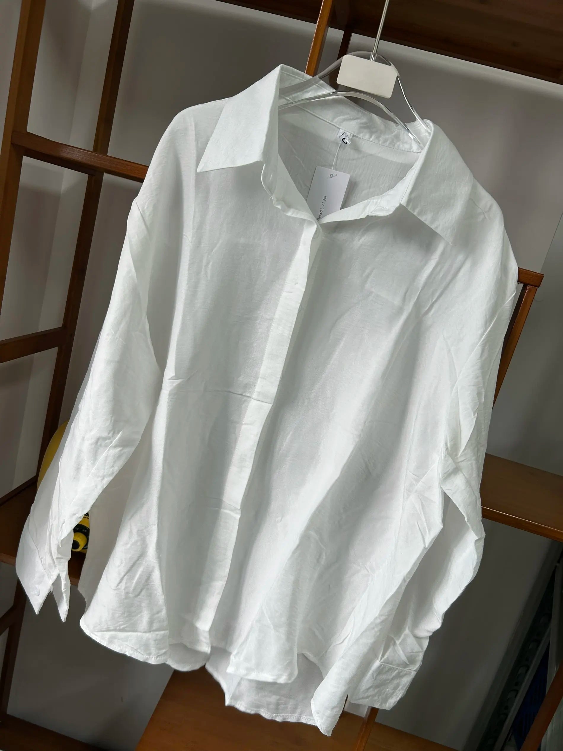 Women Linen Shirt Casual Loose Long Sleeve Thin Summer Top Pure Color Turn Down Collar French Style Sunscreen Clothing