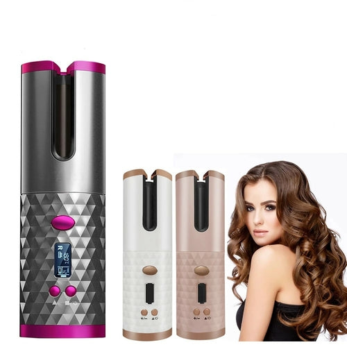LCD Display Cordless Hair Curler Rollers Rotating Hair Curler beautyabayaboutique.online