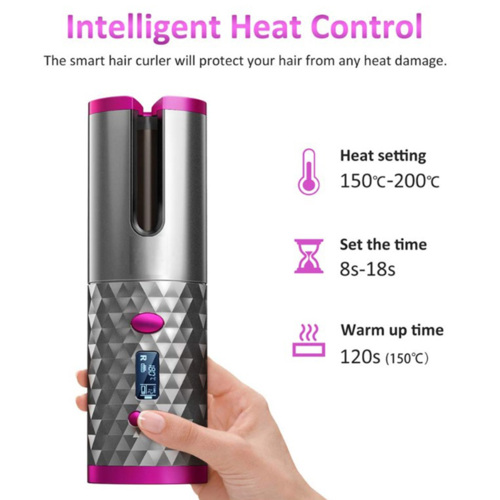 LCD Display Cordless Hair Curler Rollers Rotating Hair Curler beautyabayaboutique.online